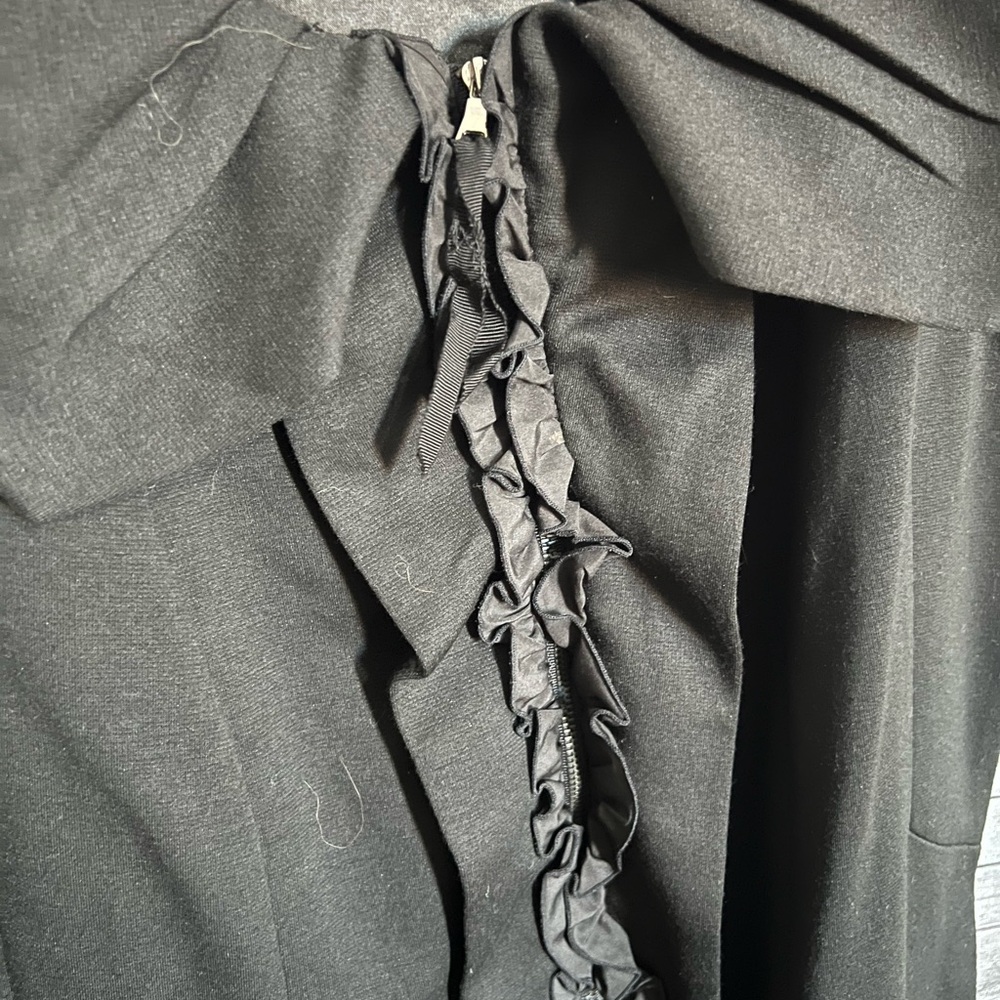 Tahari Charcoal Ruffle Midi Dress